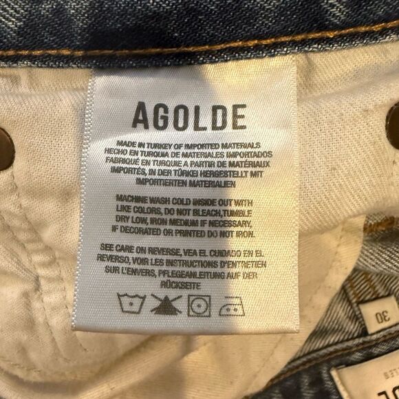 AGOLDE Parker Long Loose Fit Denim Shorts - Skywave - Size 30 - Picture 6 of 7